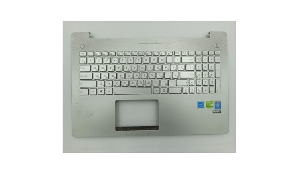Середня частина корпуса для ноутбука ASUS N550, N550JK, N550JV, N550LF, 15.6", 13nb00k1am0231, 13n0-p9a0231, б/в. Кріплення цілі, є маленька деформація, та подярпини. Продається з робочою клавіатурою