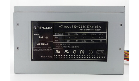 Блок питания RAPCOM RAP-350 (350Вт), В/Б, В хорошем рабочем состоянии - 12284