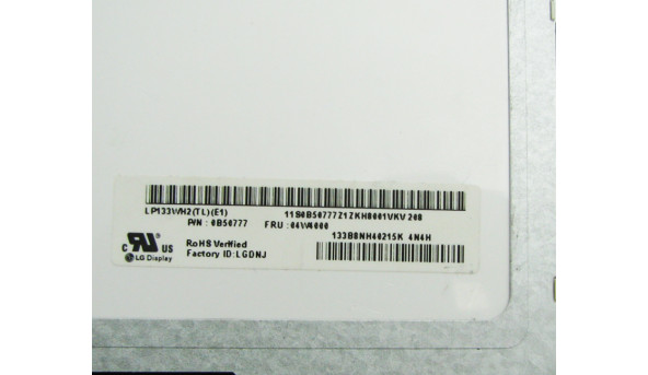 Матриця для ноутбука LG Display LP133WH2(TL)(E1) 13.3" LED, 40 pin, Б/В, зверху по краю присутні чорні плями.