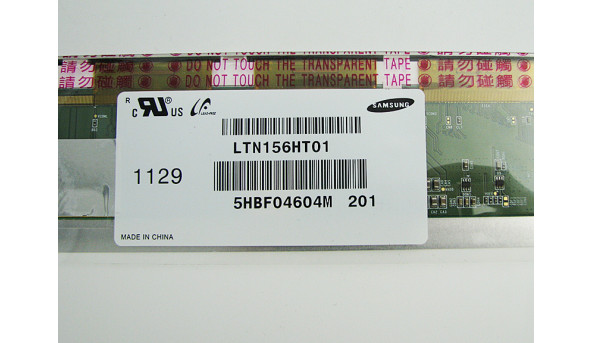 Матриця для ноутбука Samsung LTN156HT01 15.6" LED, 40 pin, Б/В, Присутня вертикальна червона смуга.