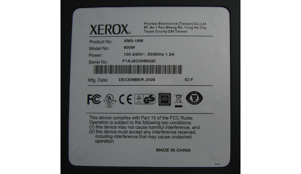 Монітор Xerox XM3-19w, 19.0", 1440x900, 16 : 10, 500:1, 8ms, 150/130, DVI-D, VGA (D-Sub) x2шт, Б/В