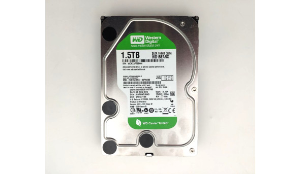 Жесткий диск Western Digital Caviar Green 1.5TB 5400rpm 64МB WD15EARX 3.5 SATA III Б/У