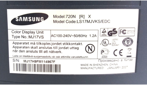Монитор Samsung SyncMaster 720N MJ17VS 1280x1024 17" Б/У