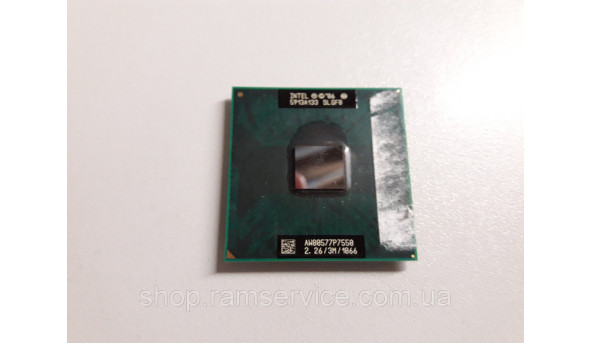 Процесор Intel Core 2 Duo P7550, SLGF8, 3 МБ кеш, 2,26 ГГц, Б/В.