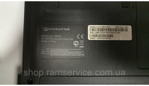 Корпус для ноутбука Packard Bell KBYF0 (LJ71-sb-212nc), б/в - 290733