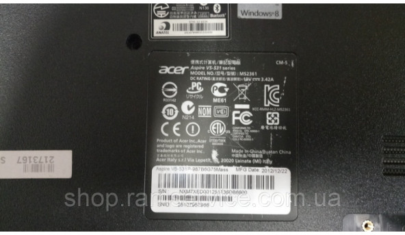 Корпус для ноутбука Acer Aspire V5-531, б/в - 291440
