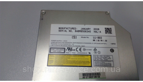 CD/DVD привід для ноутбука Samsung R40 Plus, NR-40Plus, UJ-860, б/в - 292477