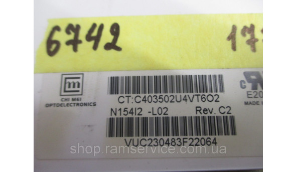 Матриця CHIMEI OPTOELECTRONICS N154I2-L02 Rev. C2 15.4" LCD, б/в - 292927