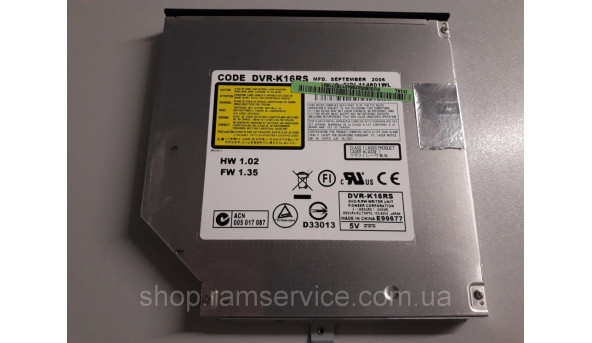 CD / DVD привод DVR-K16RS для ноутбука Acer Aspire 3100, б / у - 293064