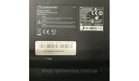 Корпус для ноутбука Packard Bell EasyNote TJ72, б/в - 293305