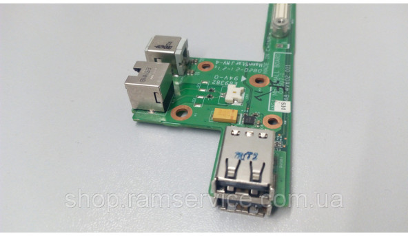 Додаткова плата, USB роз'єм, Роз'єм живлення, та ETHERNET, для ноутбука Gateway P-170, P-6000, 48.4V602.011, б/в