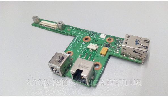 Додаткова плата, USB роз'єм, Роз'єм живлення, та ETHERNET, для ноутбука Gateway P-170, P-6000, 48.4V602.011, б/в - 294654