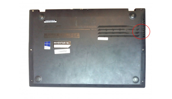 Середня та нижня частина корпуса для ноутбука Lenovo ThinkPad X1 Carbon 1st Gen, 60.4RQ07.xxx, Б/В. На середній частині тришина справа зверху, на нижній - рещітка радіатора. - 295006