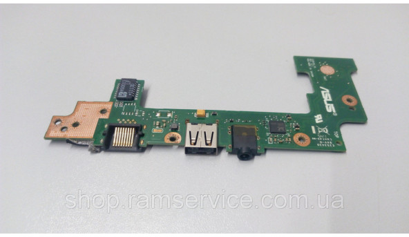 Додаткова плата, USB роз'єм, Audio роз'єм, Кнопка включення, та ETHERNET, для ноутбука Asus Eee PC X101, 69NA3, б/в - 296527