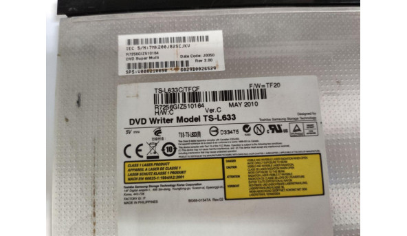 CD/DVD привід для ноутбука, SATA, Toshiba Satellite C655D, ts-l633, Б/В, в хорошому стані, без пошкоджень. - 296722