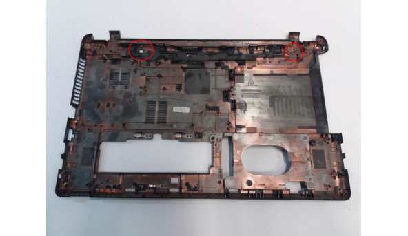 Нижня частина корпуса для ноутбука Acer Aspire E1-532G, E1-522G, E1-570G, E1-572G, Packard Bell EasyNote TE69HW, V5WT2, V5WE2, AP0VR000160, FA0VR000F00, Б/В. Пошкоджено 2 кріплення (фото). - 297511