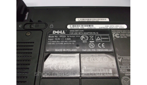 Нижняя часть корпуса для ноутбука Dell Inspiron 1720, PP22X, б / у - 297994