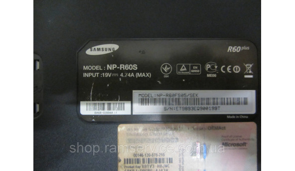 Корпус для ноутбука Samsung NP-R60S, R60 Plus, б/в - 298338