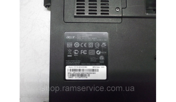 Нижняя часть корпуса для ноутбука Acer Aspire 5551 series, NEW75, б / у - 299106