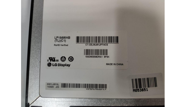 Матриця LG Display, LP156WHB (TL)(C1), 15.6", HD 1366x768, 40 pin, Slim, б/в, Без дефектів - 299699
