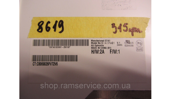 Матрица AU Optronics B141PW01 V.1 14.1 "LCD, б / у - 300235