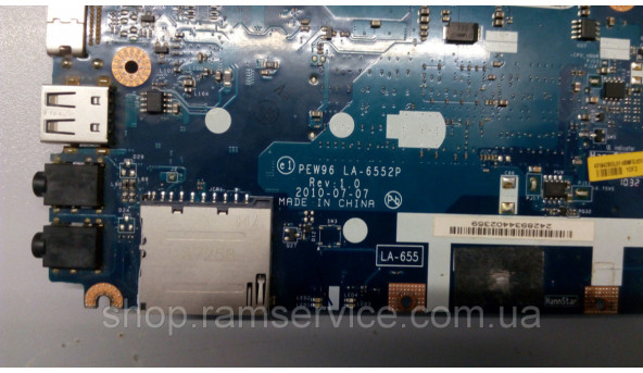 Материнська плата для ноутбука Acer Aspire 5552, PEW76, LA-6552P, Rev:1.0, б/в - 300353