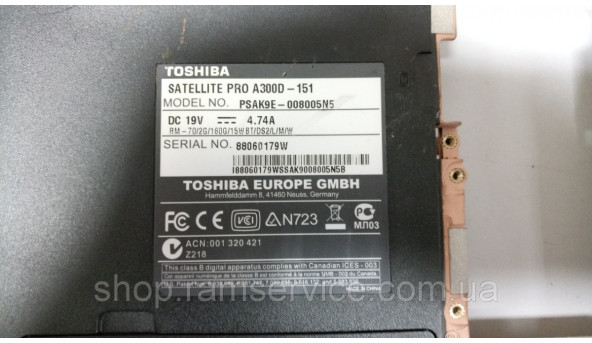 Корпус TOSHIBA SATELLITE PRO A300D-151, б/в - 300806