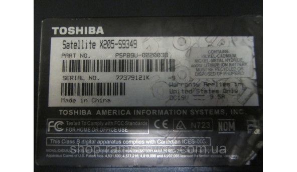 Корпус для ноутбука Toshiba Satellite X205-S9349, б/в - 300818
