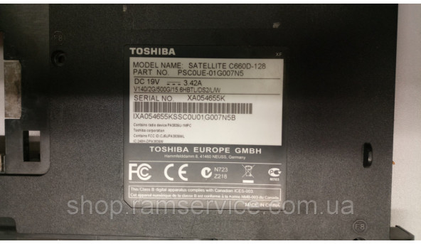 Корпус для ноутбука  Toshiba Satellite C660D-128, б/в