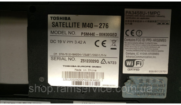Корпус для ноутбука  Toshiba Satellite M40-276, б/в