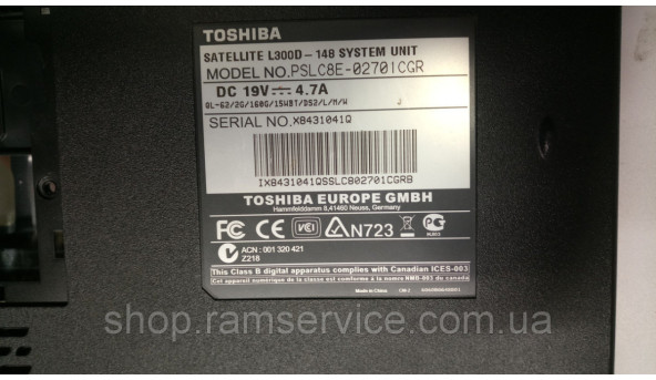 Корпус для ноутбука  Toshiba Satellite L300D-148, б/в