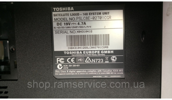 Корпус для ноутбука Toshiba Satellite L300D-148, б/в - 300834