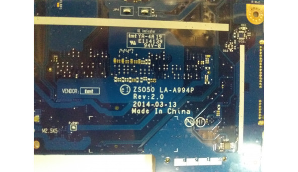 Материнська плата для ноутбука HP 15, LA-A994P, Rev:2.0. Має впаяний процесор Intel Mobile Celeron N2840, SR1YJ. Стартує, візуальних дефектів немає. Продаєтся з охоледженням та USB адаптером. - 301126