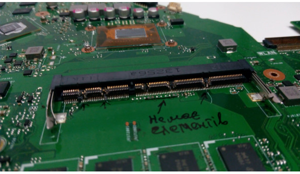 Материнська плата для ноутбука Asus F550V, 60NB00R0-MB3130, Rev:2.0, Б/В. Має впаяний процесор Intel Core I5-3230M, SR0WX - 301712