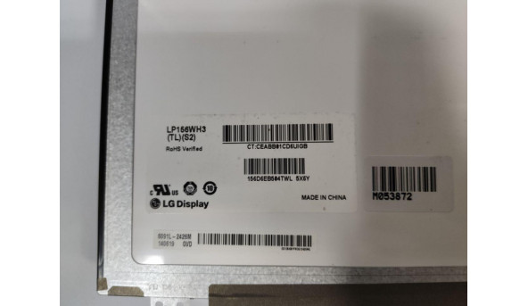 Матриця LG Display, LP156WH3 (TL)(S2), 15.6", HD 1366x768, 40 pin, Slim, б/в, Є незначні сліди від клавіатури, на зображення не впливають - 301855