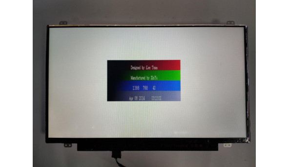 Матриця AU Optronics, B140XTN02.4, LCD, 14.0", 30 pin, HD 1366x768, Slim, б/в, Є подряпина та засвіти, помітні на всіх кольорах, відсутня стрічка (фото)