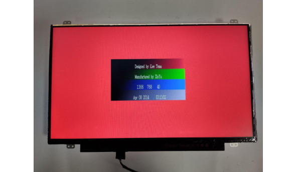 Матриця AU Optronics, B140XTN02.4, LCD, 14.0", 30 pin, HD 1366x768, Slim, б/в, Є подряпина та засвіти, помітні на всіх кольорах, відсутня стрічка (фото) - 301858