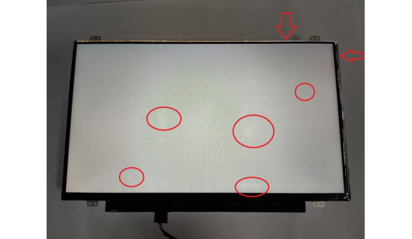 Матриця AU Optronics, B140XTN02.4, LCD, 14.0", 30 pin, HD 1366x768, Slim, б/в, Є подряпина та засвіти, помітні на всіх кольорах, відсутня стрічка (фото) - 301858