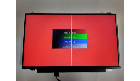 Матриця LG Display,  LP140WH2 (TP)(T1),  14.0'', LCD,  HD 1366x768, 30-pin, Slim, б/в, Є полоска та засвіти,  при роботі помітні