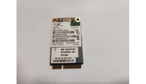 Адаптер 3G, 4G, SIERRA MC8355, GPRS, EDGE, знятий з ноутбука, HP EliteBook Folio 9470m, T77Z204.13, N7NMC8355, 634400-001, 633171-001, 634400-001, 20-VM173-P4 Б/В - 301937