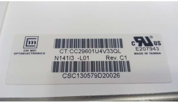 Матриця Chi Mei Optoelectronics, N141I3-L01, CCFL, 14.1", 1280x800, Б/В - 301980