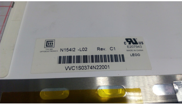 Матриця Chi Mei Optoelectronics, N154I2-L02, Rev:C1, CCFL, 15.4", 1280x800, Б/В - 301997