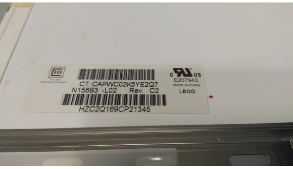 Матрица Chi Mei Optoelectronics, n156b3-l02 rev.c2, CCFL 1-Bulb, 15.6 ", WXGA 1366x768 HD - 302753