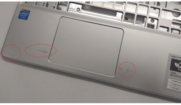 Средняя часть корпуса для ноутбука Acer Aspire V3-572 / V3-532, Z5WAH, 15.6 ", AM154000100, Б / У. Есть потертости у тач пада и маленькая вмятина (фото), и сломанные крепления (фото). - 304036