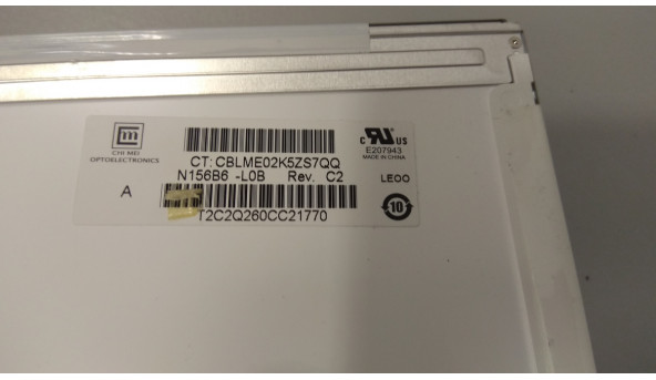 Матриця Chi Mei Optoelectronics, BN156B6-L0B Rev: C2, LED, 15.6", WXGA 1366x768 HD, Б/В - 304279