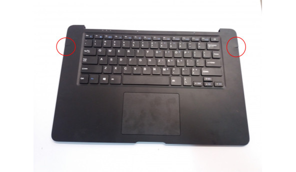 Середня частина корпуса разом з клавіатурою, тачпадом та динаміками для ноутбука TEQNIO ELL1201T, Б/В,  клавіатура протестована, робоча, всі кріплення цілі, має пошкодження (фото)