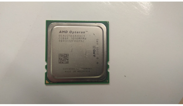 Процесор Процесор AMD  Opteron, 2216, 2 МБ кеш-пам'яті, тактова частота 2,40 ГГц, частота системної шини 1000 Mhz, Б/В. В хорошому стані без пошкоджень.