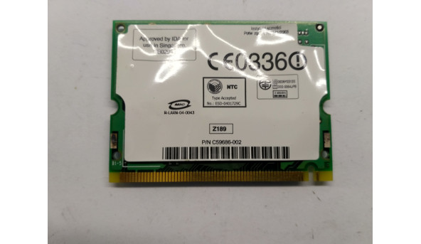 Адаптер WI-FI, снят с ноутбука Acer TravelMate 6000, 6003LCI, C59686-002, Б / У, в хорошем состоянии, без повреждений.