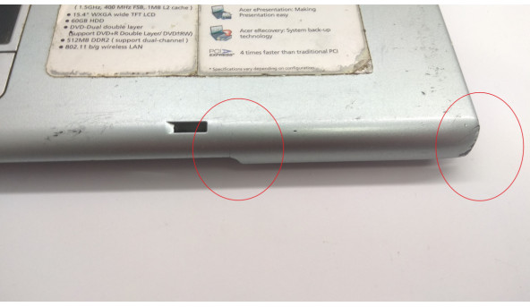 Середня частина корпуса для ноутбука Acer TravelMate 2410, MS2177, 15.4", 60.4E102.003, Б/В. Всі кріплення цілі.Має дві маленькі тріщини (фото). - 306158