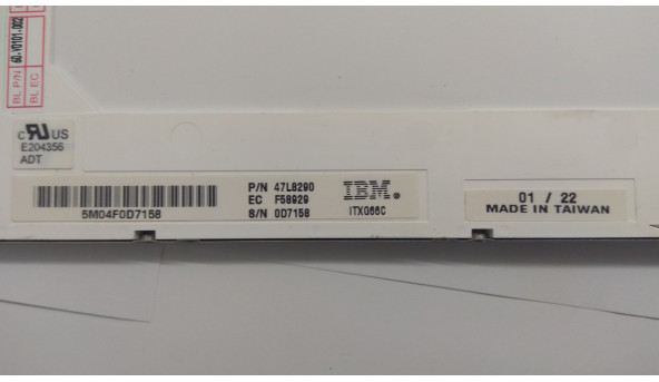 Матриця IBM, 47L8290, 14.1", 20-Pin, CCFL 1-Bulb, 600X800, Б/В